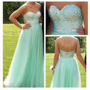 Sea foam green prom dress